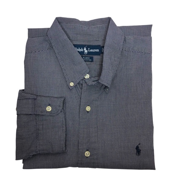 Polo Ralph Lauren Blaire Cotton Black Gingham Long Sleeve Button Up Shirt XL - Picture 1 of 10